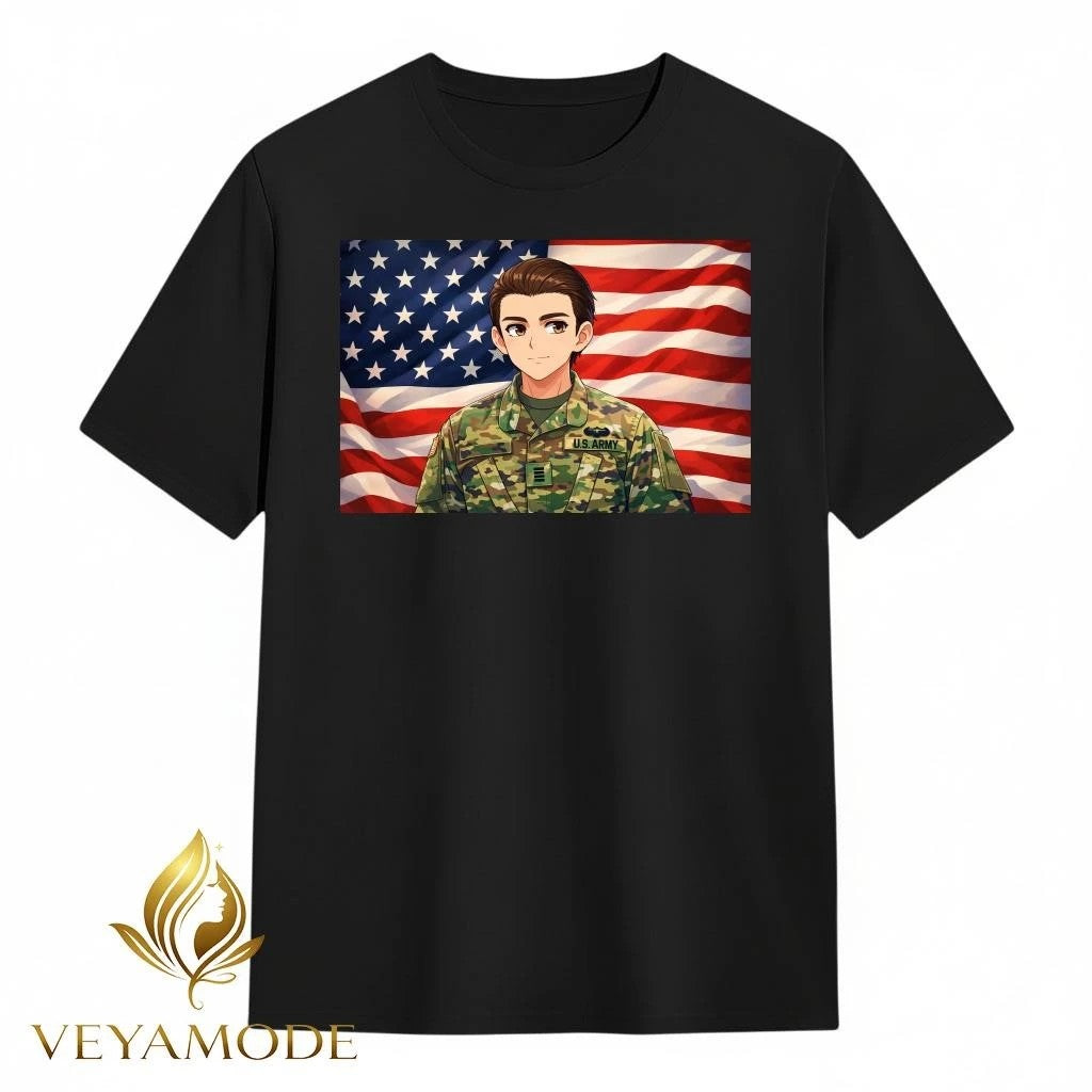 Barron Trump military service anime tee Unisex , , , Long Sleeve Tee
