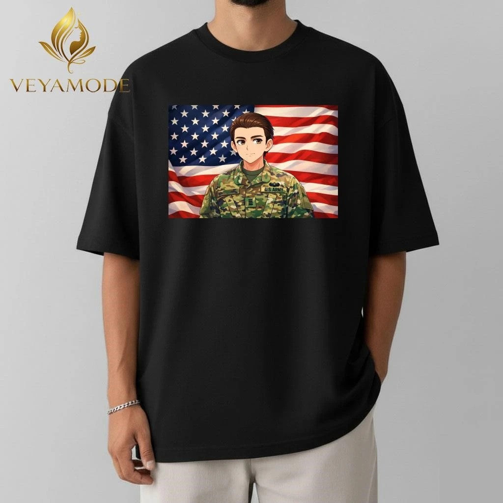 Barron Trump military service anime tee Unisex , , , Long Sleeve Tee