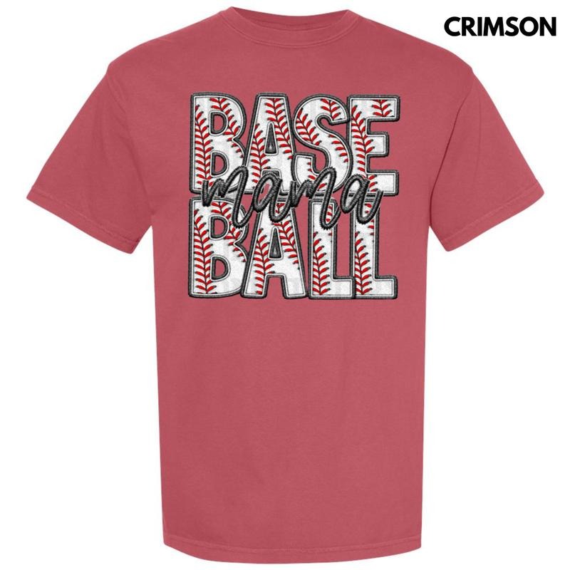 Baseball Mama Faux Embroidery Comfort Colors 'NLB' T-Shirts