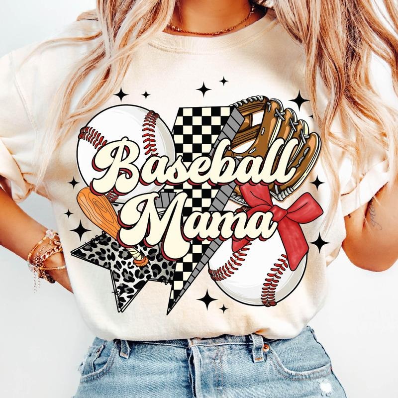 Baseball Mama Baseball Coquette Baseball Mom Retro Baseball Game Day Baseball Coquette Bow Sports T-Shirts