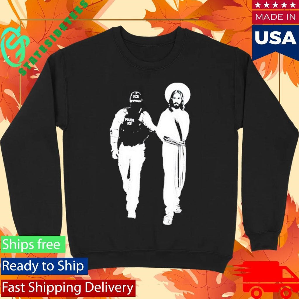 Bellelement Anti Ice Jesus Arrested Parody Shirt Unisex , , , Long Sleeve Tee