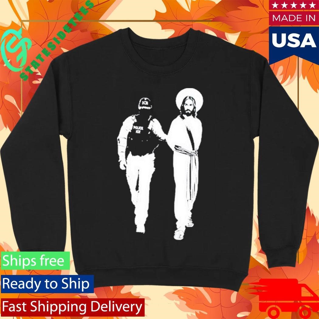 Bellelement Anti Ice Jesus Arrested Parody Shirt Unisex , , , Long Sleeve Tee