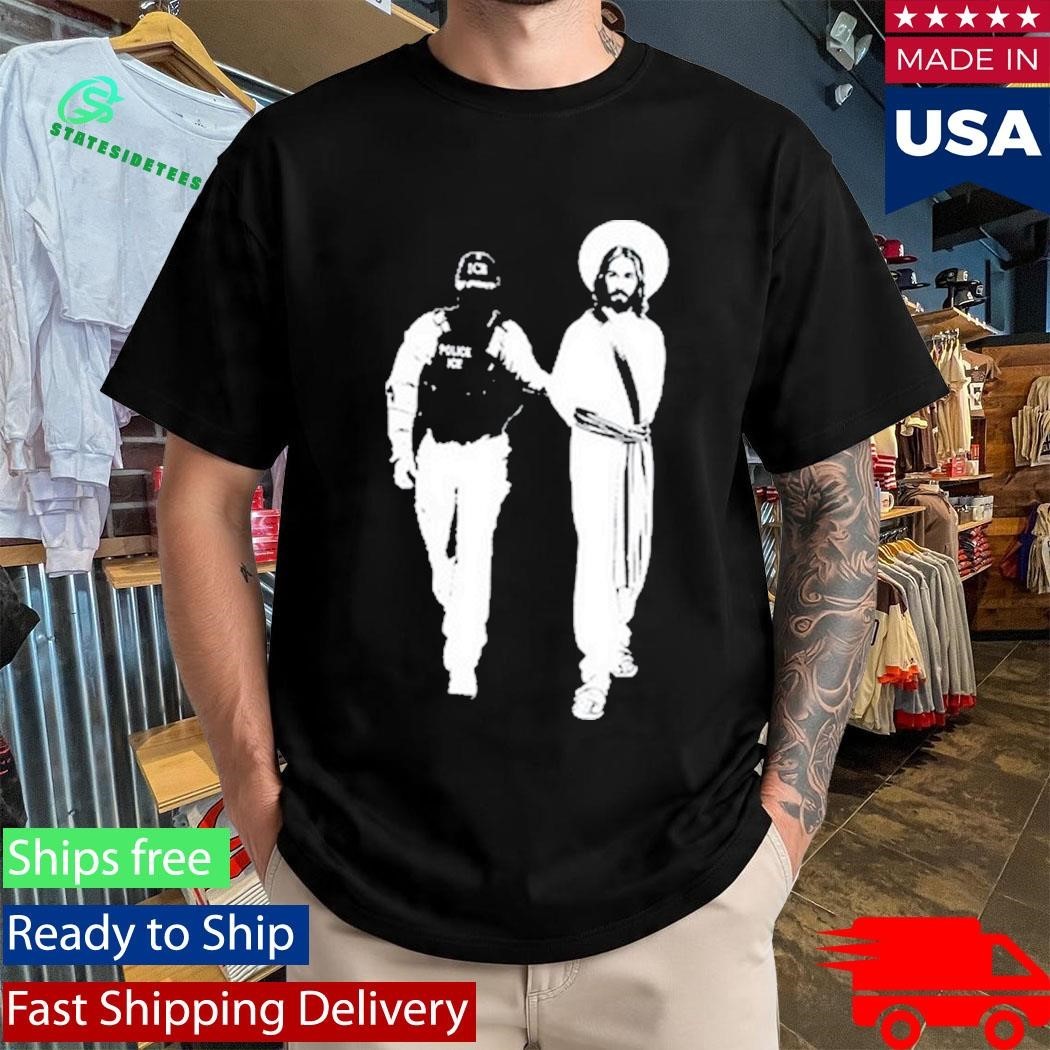 Bellelement Anti Ice Jesus Arrested Parody Shirt Unisex , , , Long Sleeve Tee