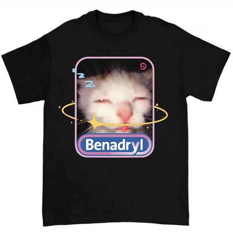 Benadryl Cat Highlighting Hilarious Adorable Meme Artwork T-Shirts