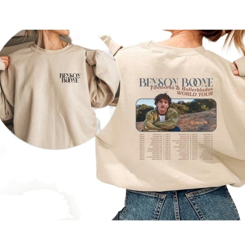 Benson Boone Fireworks Rollerblades World Tour Vintage Concert Shirt T-Shirts
