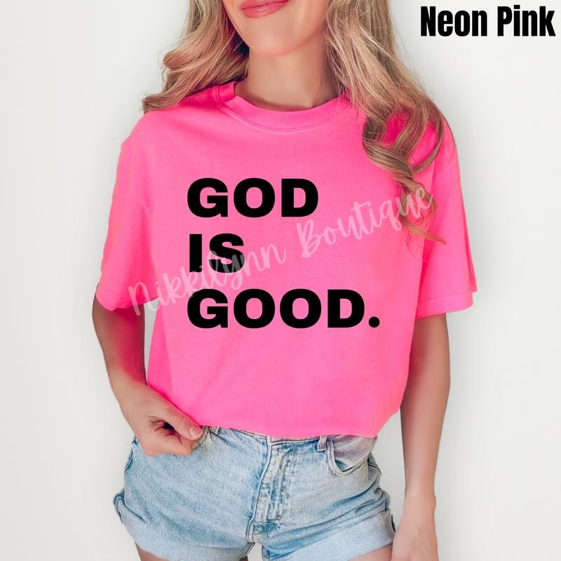 Black Stacked God Is Good Comfort Colors 'NLB' T-Shirts