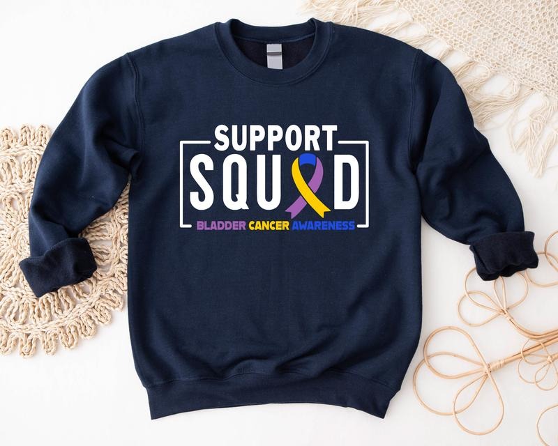 Bladder Cancer Support Matching Squad Bladder Cancer Awareness Survivor Ribbon Support Long Sleeve Fighter T-Shirts