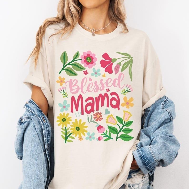Blessed Mama Christian Mama Womenswear Medium T-Shirts