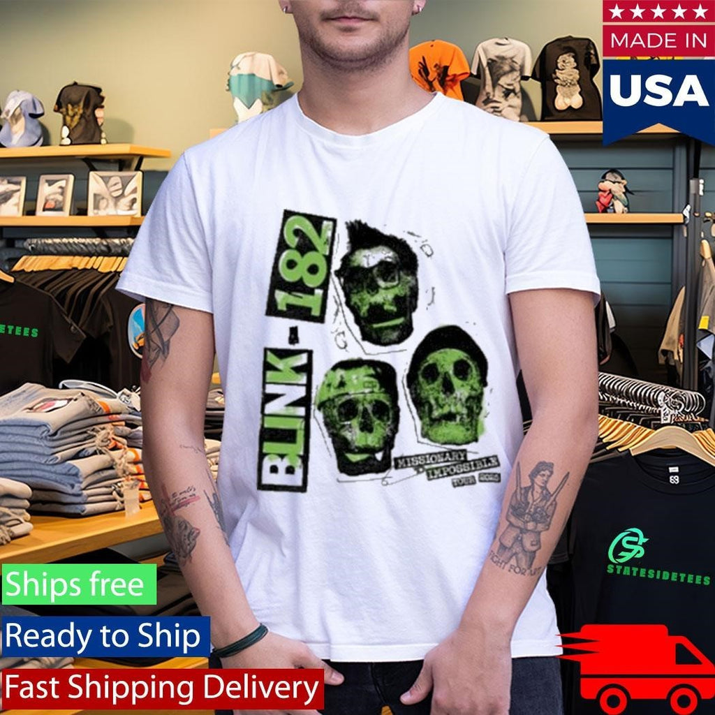 Blink 182 White Skull 2025 Tour Shirt Unisex , , , Long Sleeve Tee