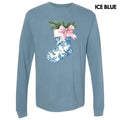 Blue Floral Stocking Long Sleeve Comfort Colors 'NLB' T-Shirts
