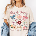 Boho Floral Mama Shirt She Is Mom Shirt Shirt Christian Mama Shirt Floral Spring Shirt Mama Wildflower Shirt Coquette T-Shirts