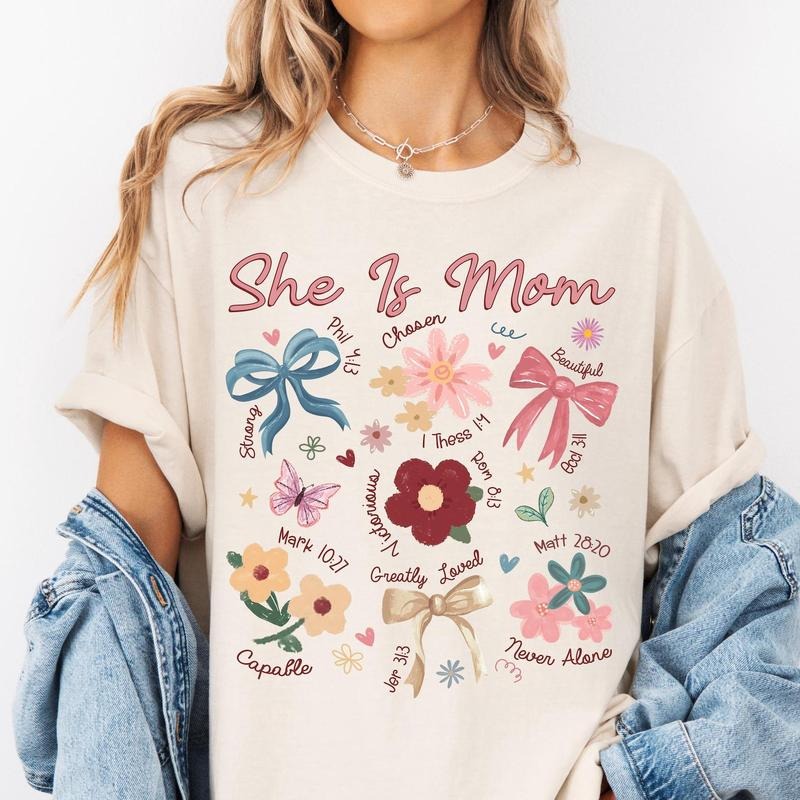 Boho Floral Mama Shirt She Is Mom Shirt Shirt Christian Mama Shirt Floral Spring Shirt Mama Wildflower Shirt Coquette T-Shirts