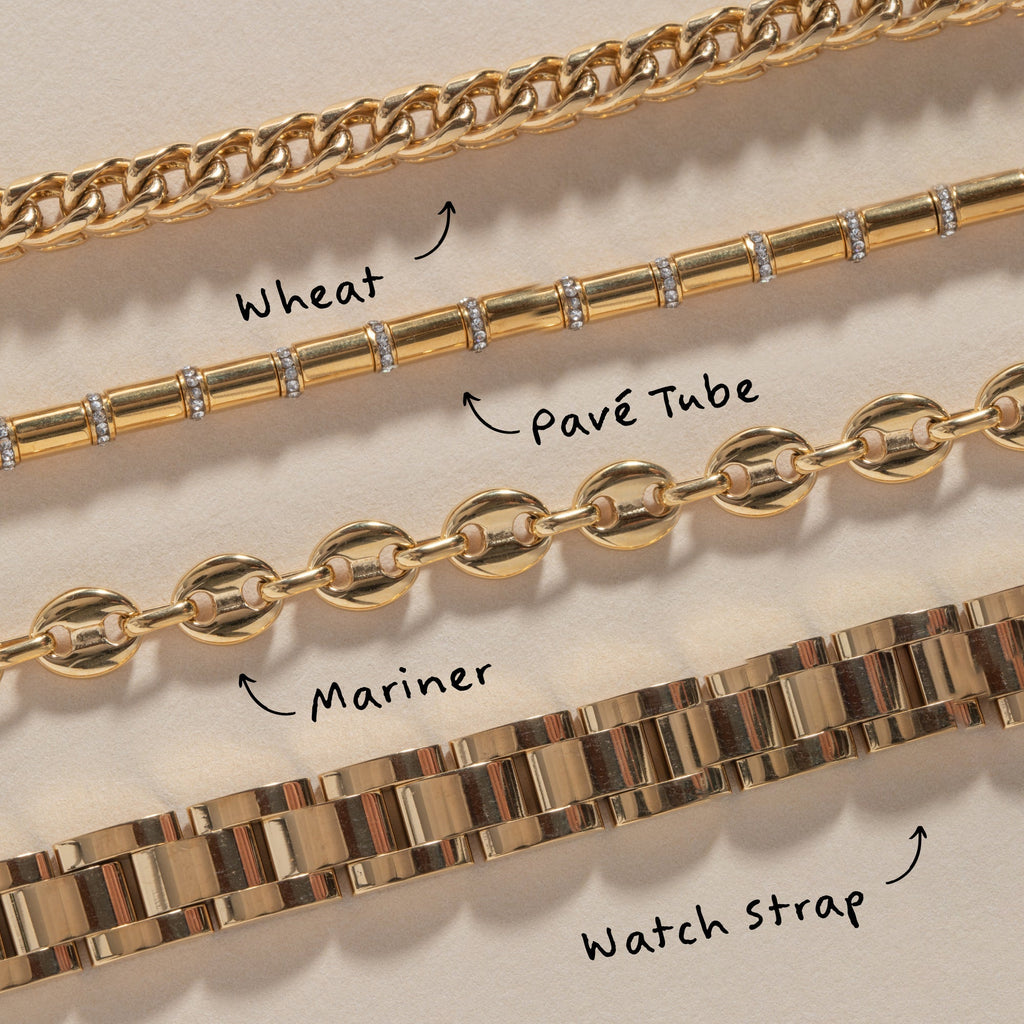 Tube Bead Crystal Chain Bracelet T-Shirts