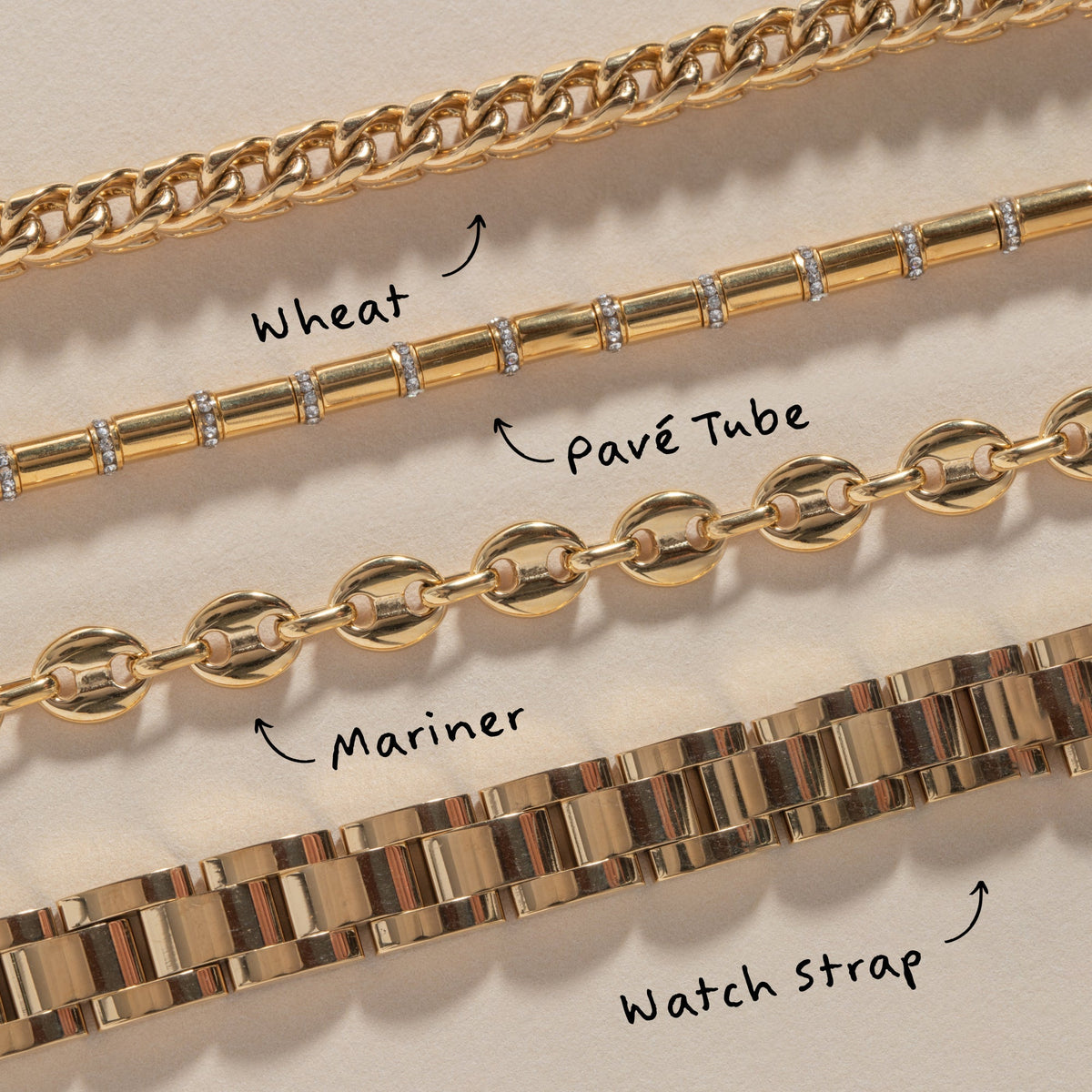 Tube Bead Crystal Chain Bracelet T-Shirts