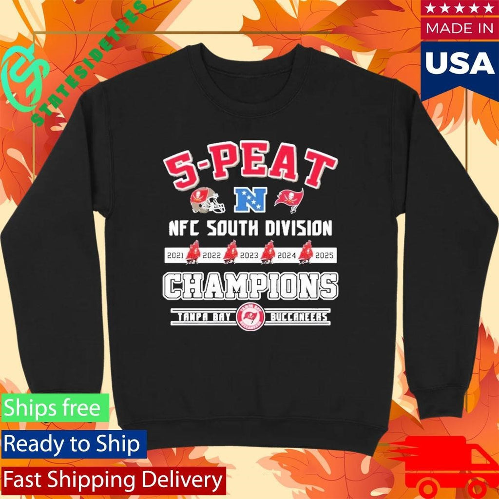 Buccaneers 5 Peat NFC South Champions 2025 Shirt Unisex , , , Long Sleeve Tee