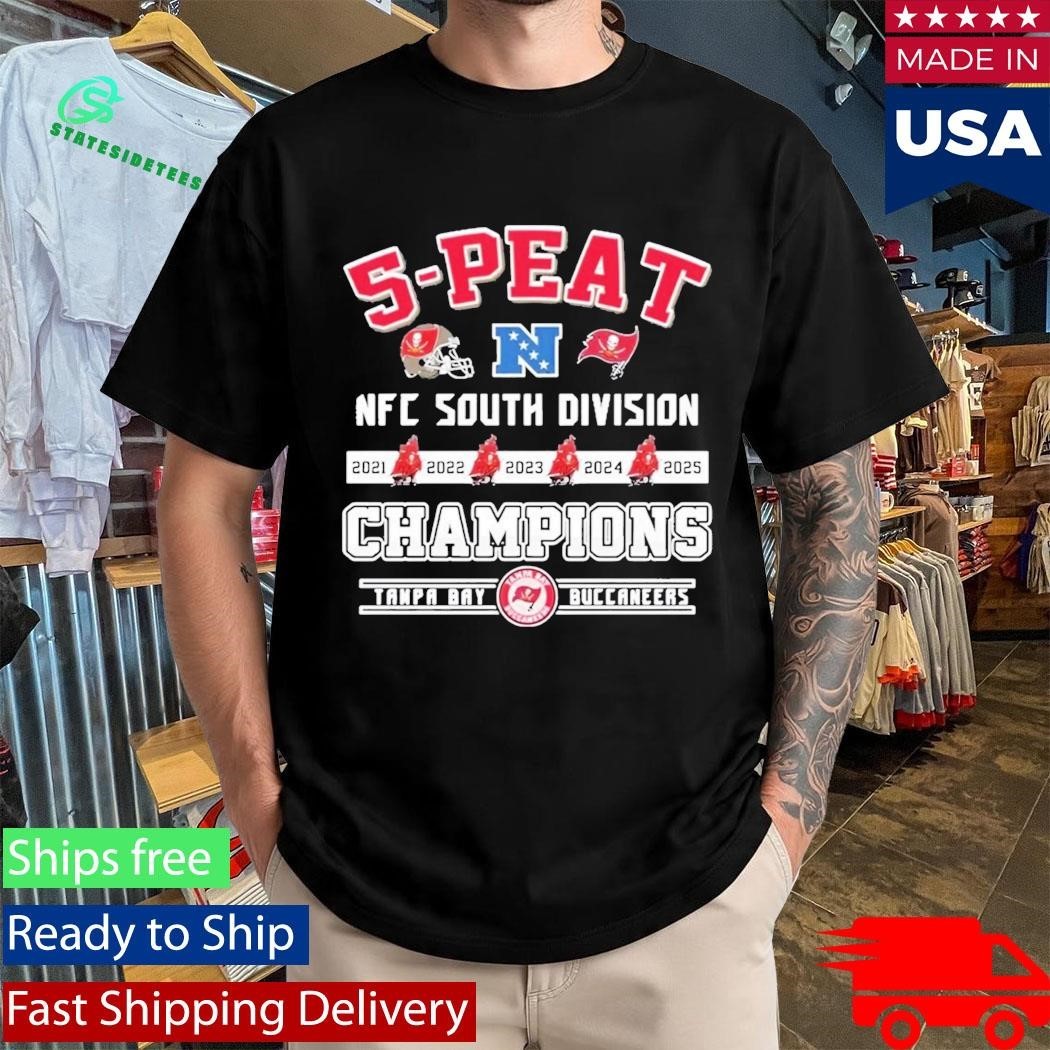 Buccaneers 5 Peat NFC South Champions 2025 Shirt Unisex , , , Long Sleeve Tee