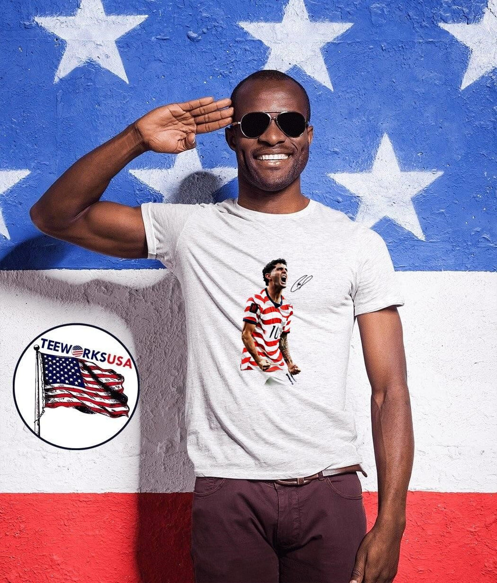 CP Christian Pulisic Celebrating Goal USA Soccer Shirt