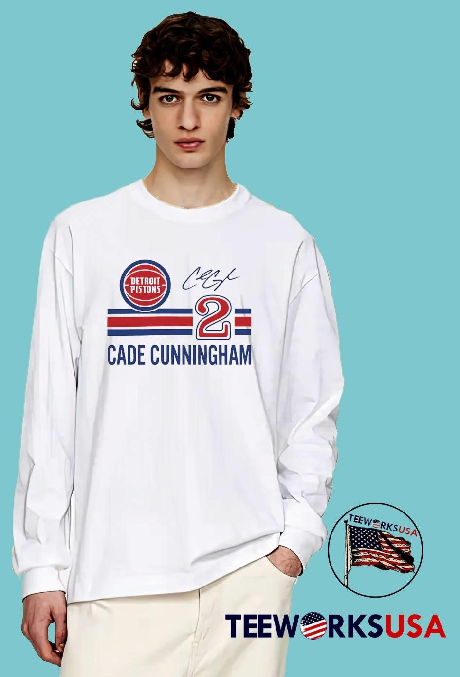 Cade Cunningham Signature Detroit Pistons 2 Logo T-Shirt