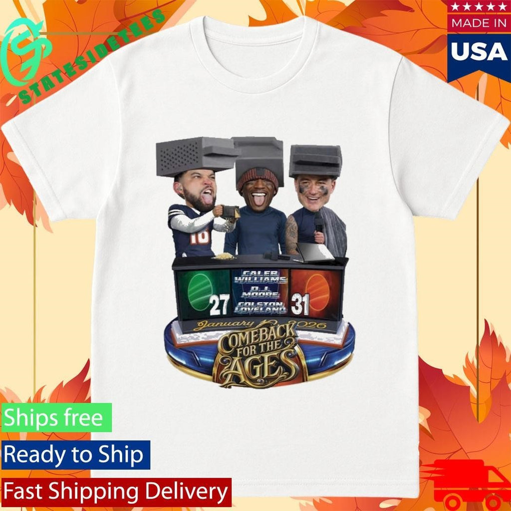 Caleb Williams Colston Loveland DJ Moore Comeback For The Ages Shirt Unisex , , , Long Sleeve Tee
