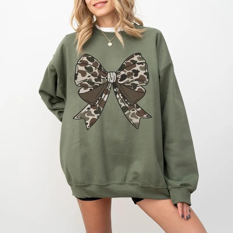 Camo Bow Camo Coquette Bow Shirt Camouflage Bow Shirt Duck Hunting T-Shirts