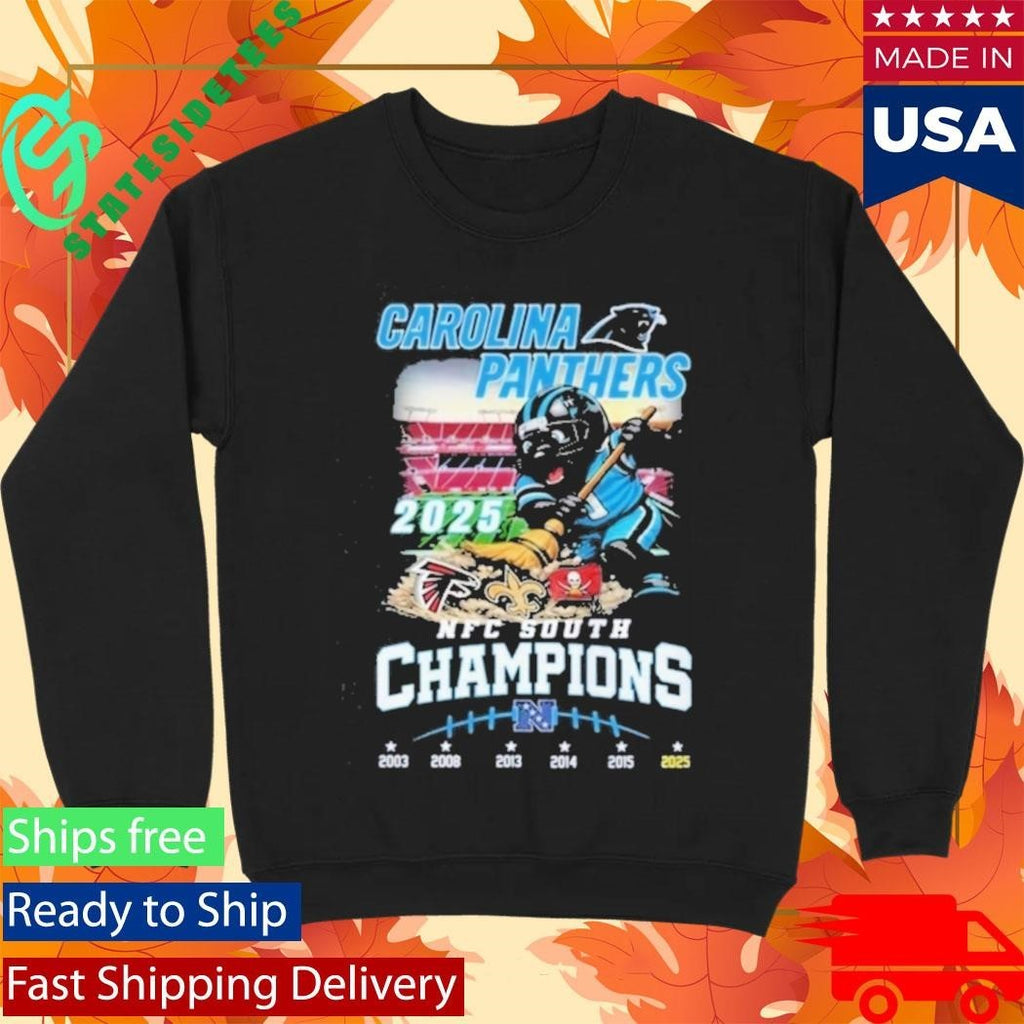 Carolina Panthers 2025 Nfc South Champions Mascot Shirt Unisex , , , Long Sleeve Tee