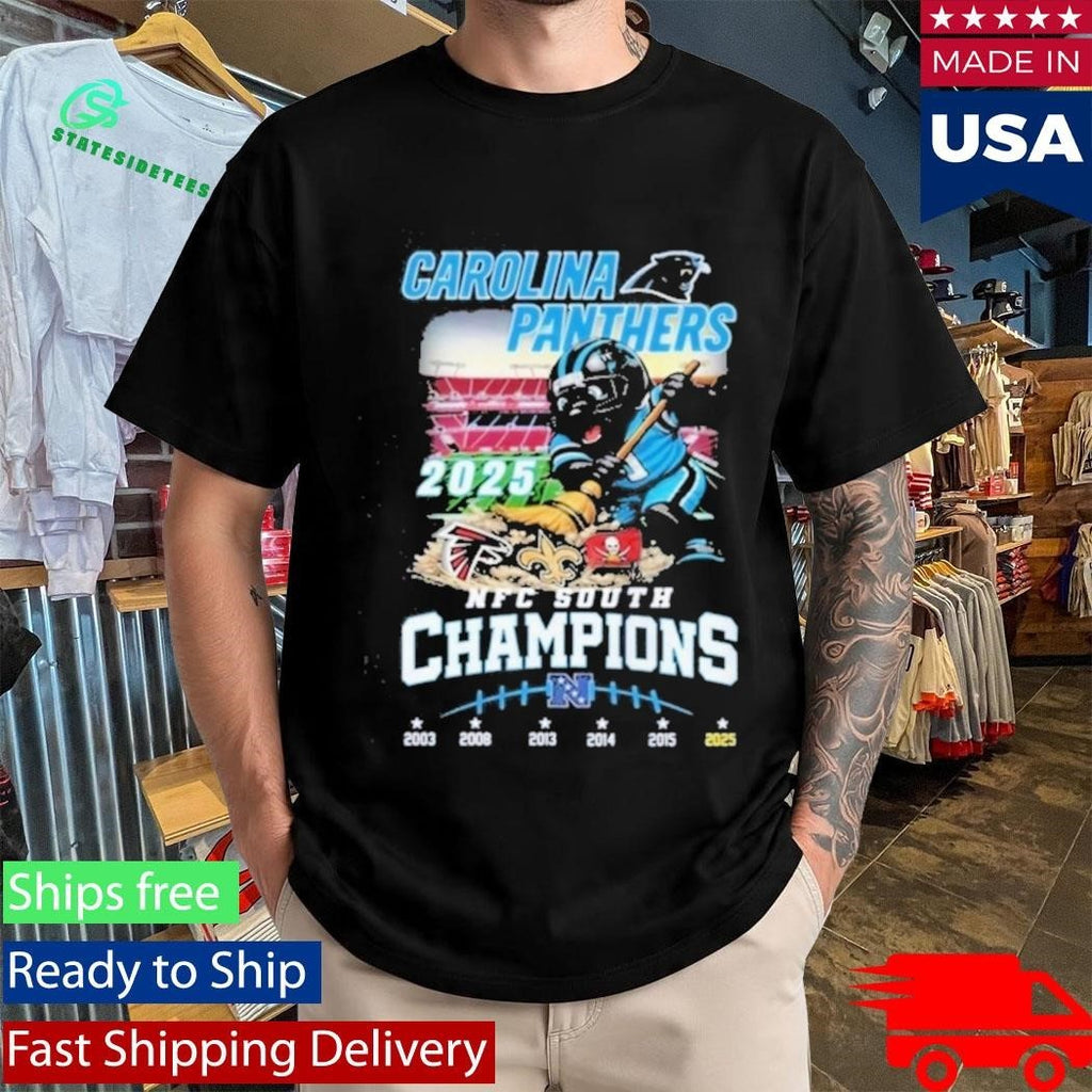Carolina Panthers 2025 Nfc South Champions Mascot Shirt Unisex , , , Long Sleeve Tee