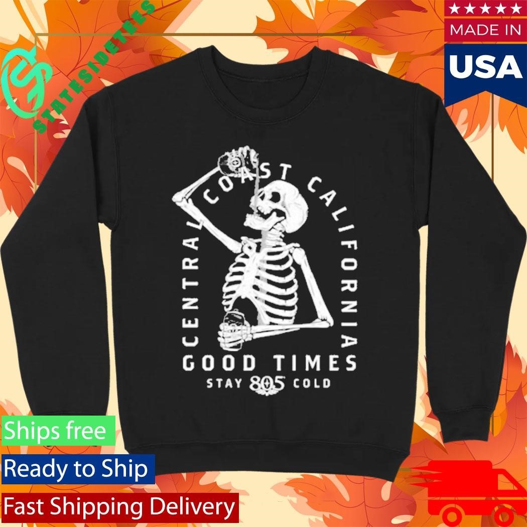 Central Coast California Good Time 805 Can Skeleton Shirt Unisex , , , Long Sleeve Tee