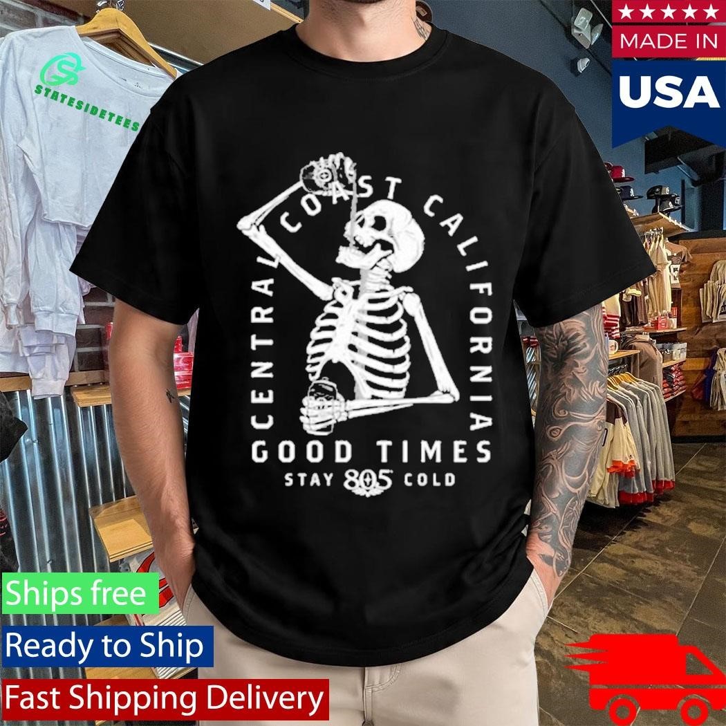 Central Coast California Good Time 805 Can Skeleton Shirt Unisex , , , Long Sleeve Tee