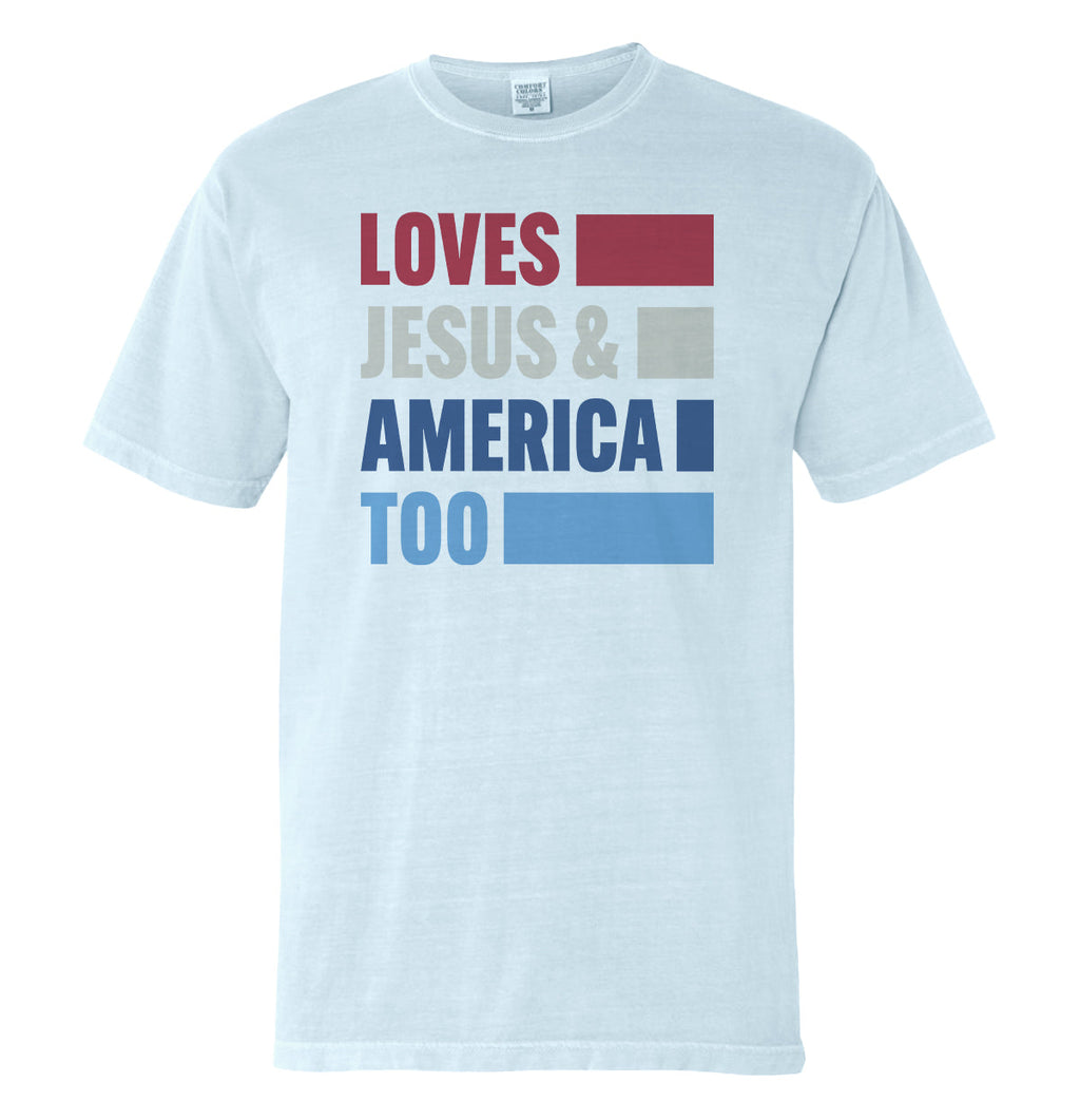 Loves Jesus & America Too Bold (Front) T-Shirts
