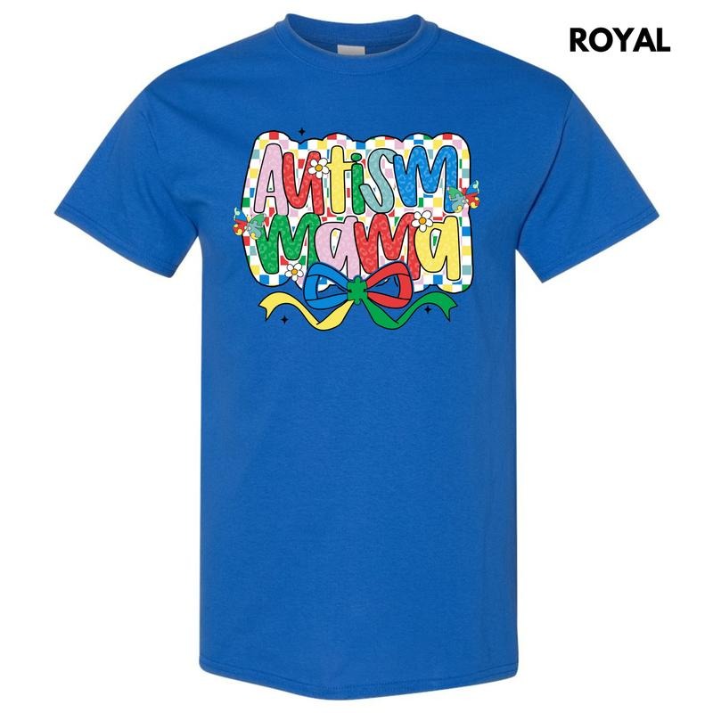 Checker Autism Mama Gildan Short Sleeve 'NLB' T-Shirts
