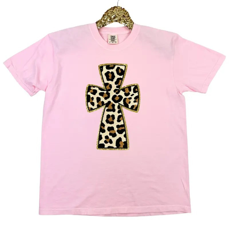 Cheetah CROSS Chenille Patch Comfort Colors T-Shirts