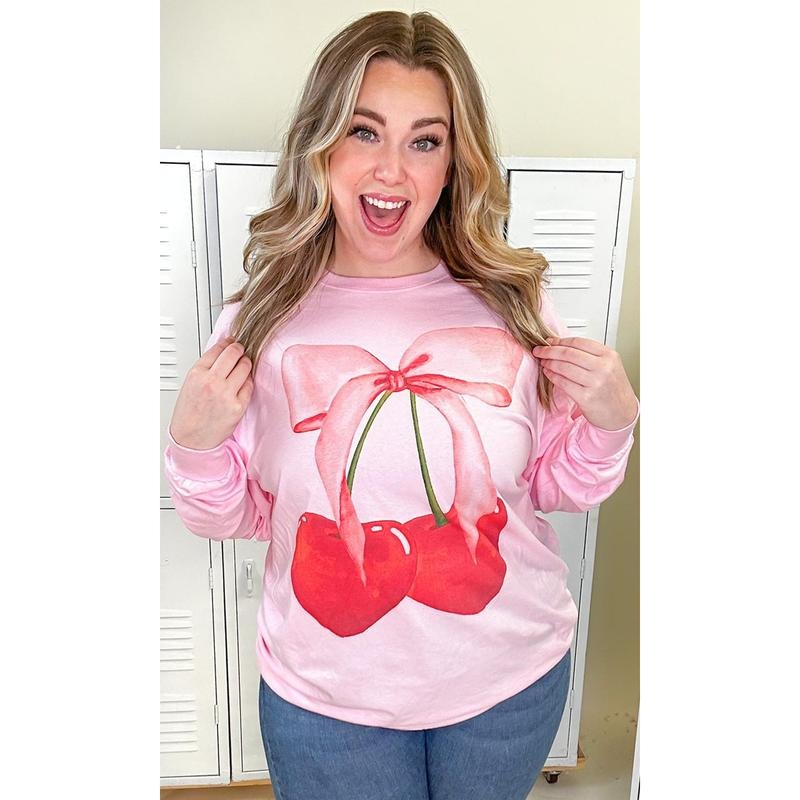 Cherry Bow Long Sleeve T-Shirts