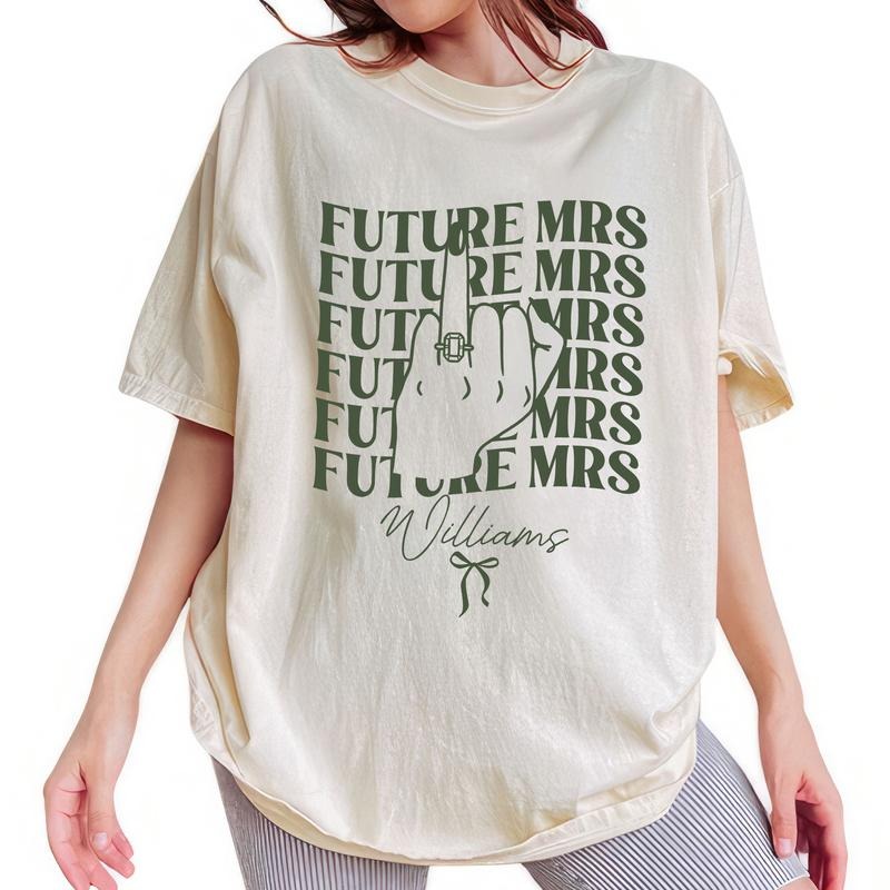 ChicCotton Custom Future Mrs Comfort Colors Shirt Personalized Bridal Retro Bachelorette Bride Personalized Fiancee T-Shirts