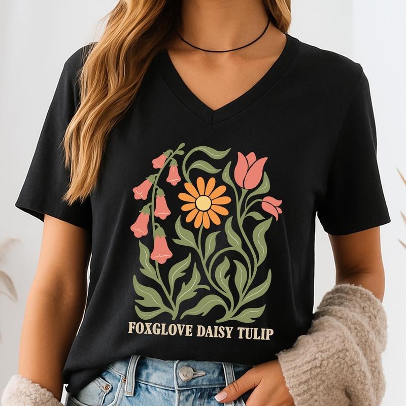 ChicCotton Subtle FDT Vintage Shirt Foxglove Daisy Tulip Sarcastic Boho Floral Liberal Feminist T-Shirts