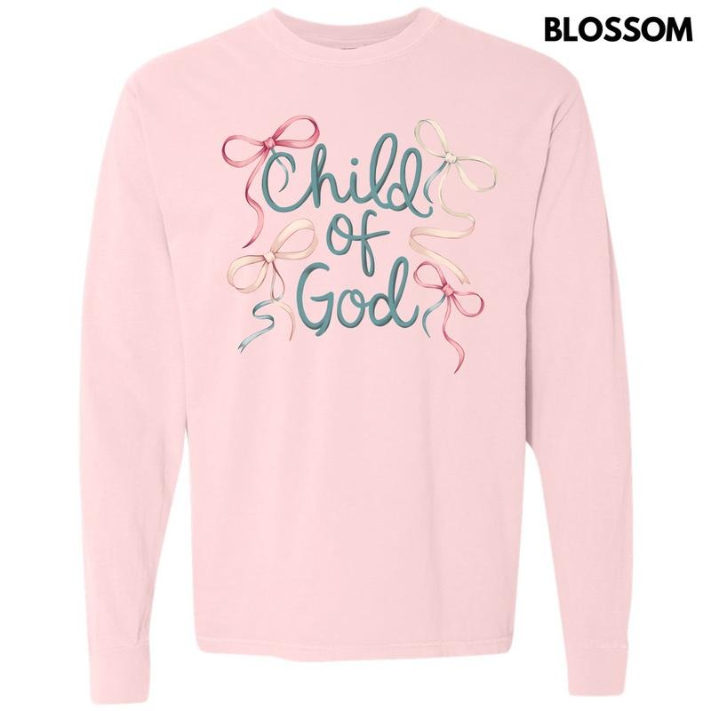 Child God Bows Long Sleeve Comfort Colors 'NLB' T-Shirts