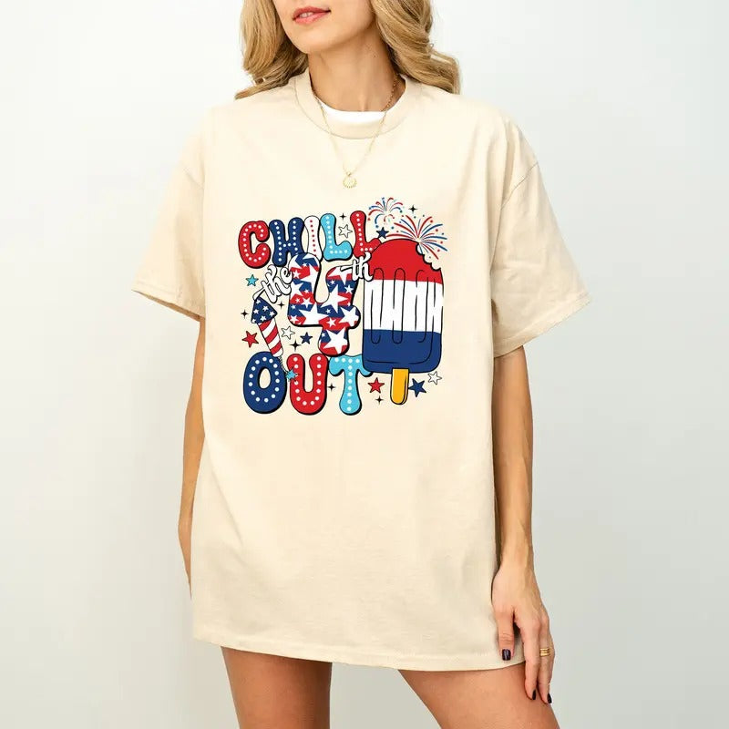 Chill 4th Out Shirt Funny 4th July Shirt Retro 4th July Fourth July Shirt American Popsicle Shirt American Flag Shirt Patriotic Shirt T-Shirts