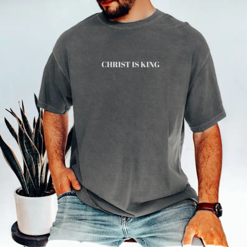 Christ Is King Jesus Classic Shirt Jesus Faith Bible Verse Classic Cotton Menswear Top Casual Streetwear T-Shirts