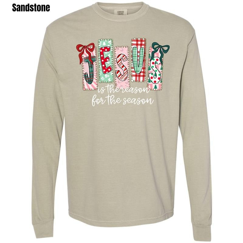 Jesus Patterns Comfort Colors Long Sleeve 'NLB' T-Shirts