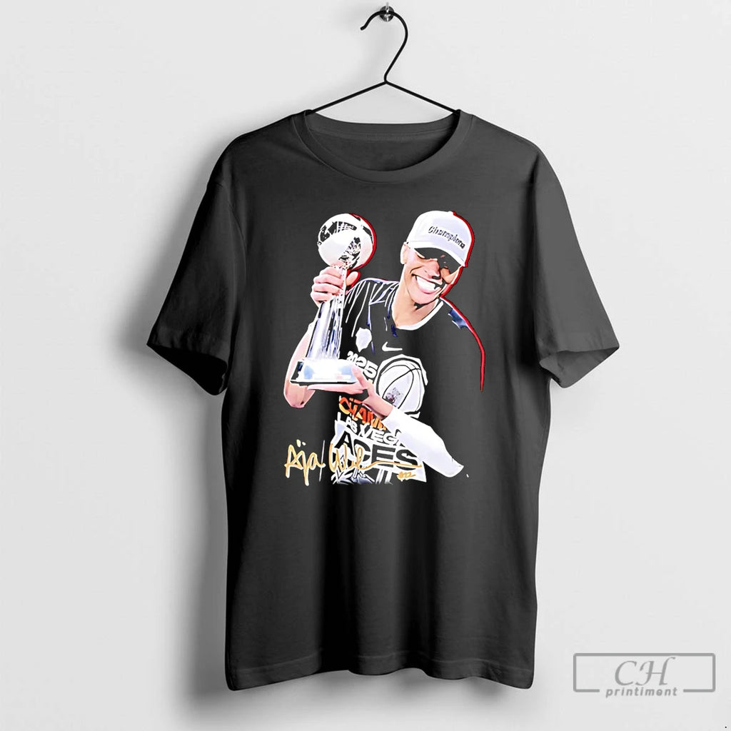 Classic Aja Wilson Las Vegas Aces Mvp Trophy Graphic T Shirts