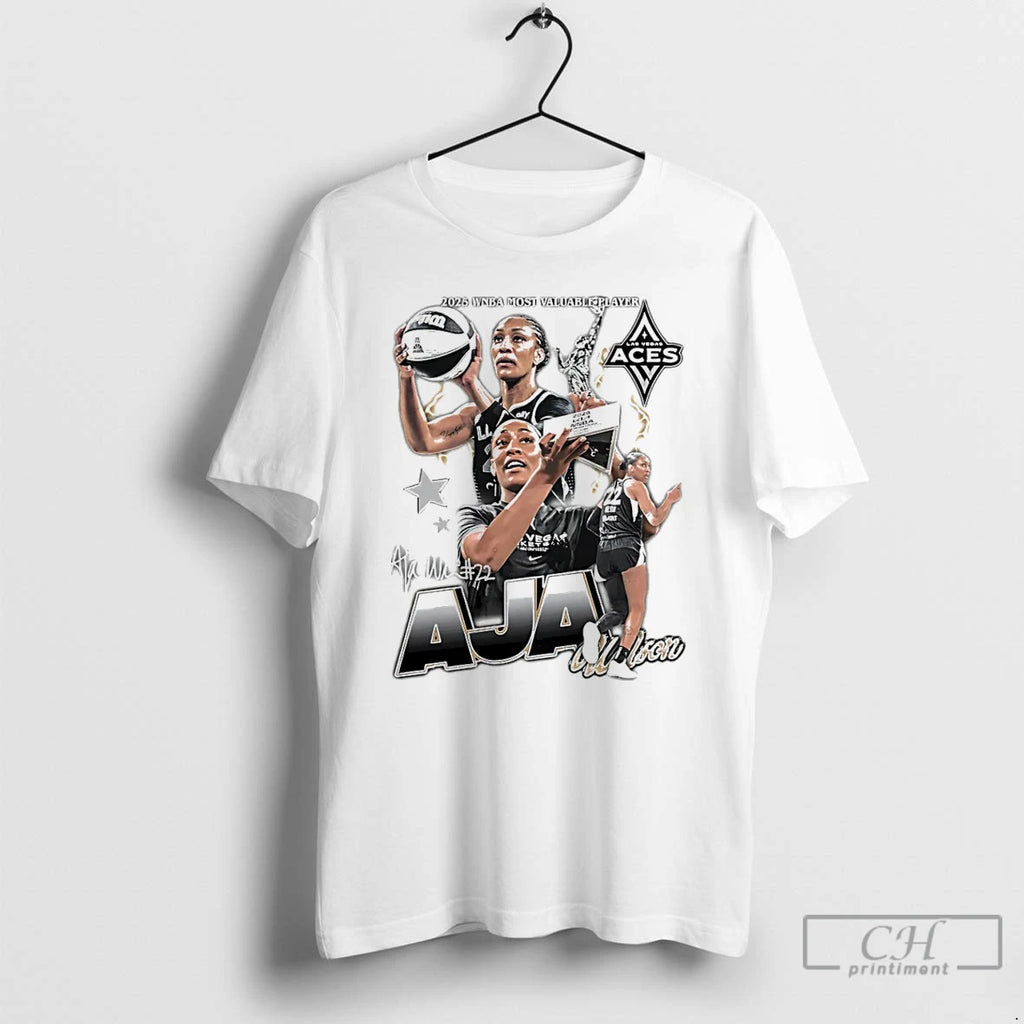 Classic Aja Wilson Las Vegas Aces Wnba Most Valuable Player Signature T Shirts