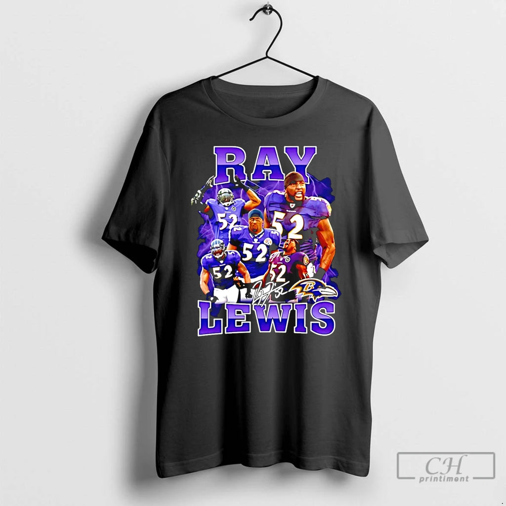 Classic Baltimore Ravens Ray Lewis Picture Collage Signature T Shirts