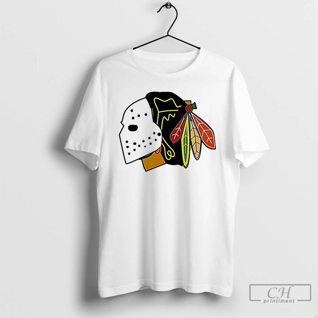 Classic Chicago Blackhawks Hockey Mask Color T Shirts