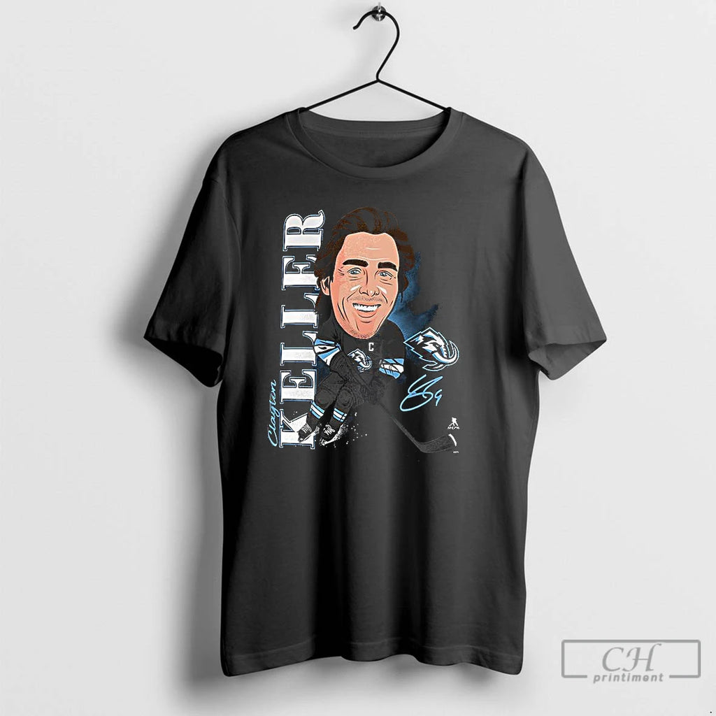 Classic Clayton Keller Utah Mammoth Hockey Caricature Player Signature T Shirts