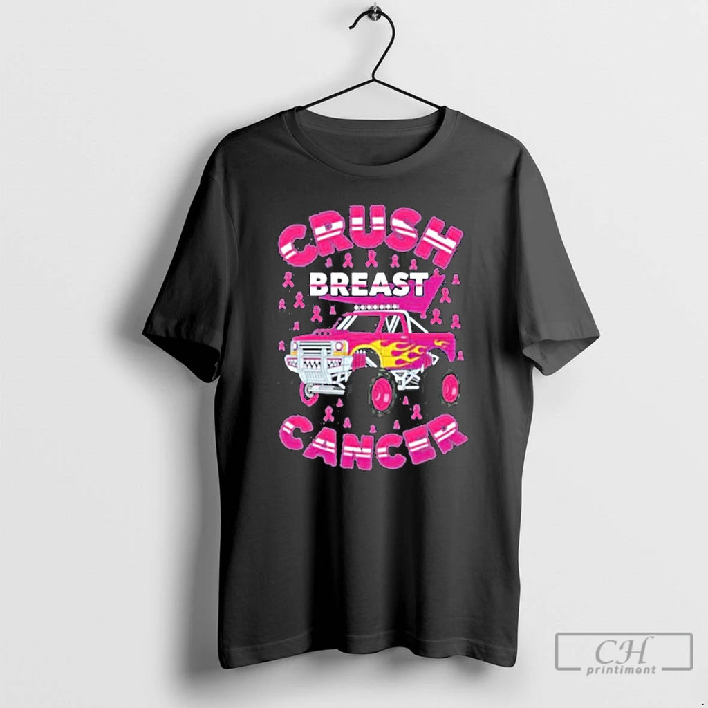 Classic Crush Breast Cancer Monster Truck Girls Boys Pink T Shirts