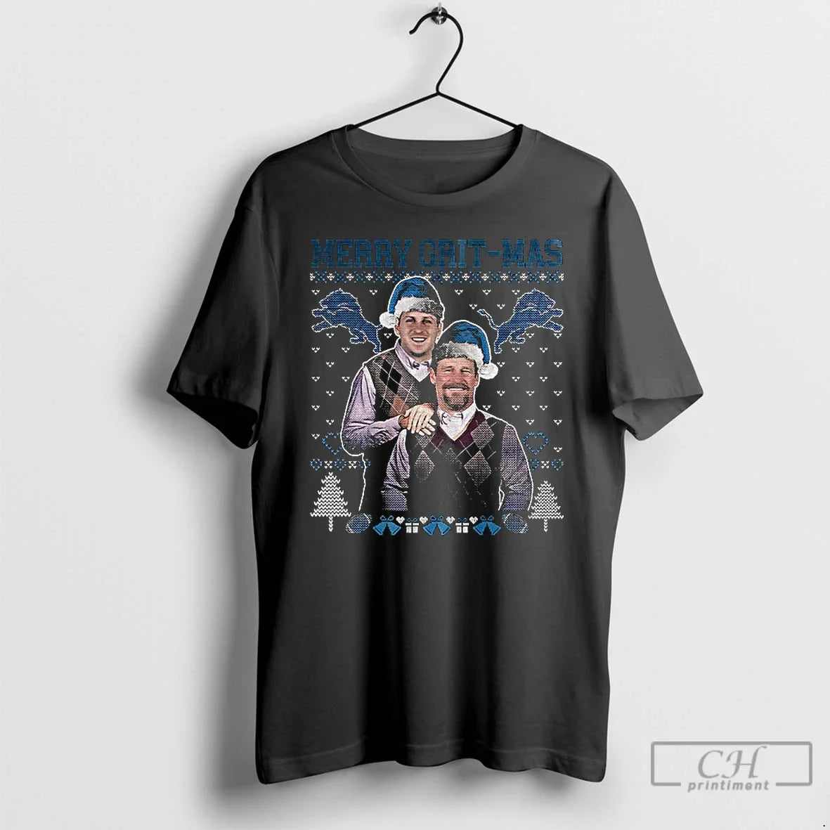 Classic Dan Campbell Jared Goff Merry Grit Mas Detroit Lions