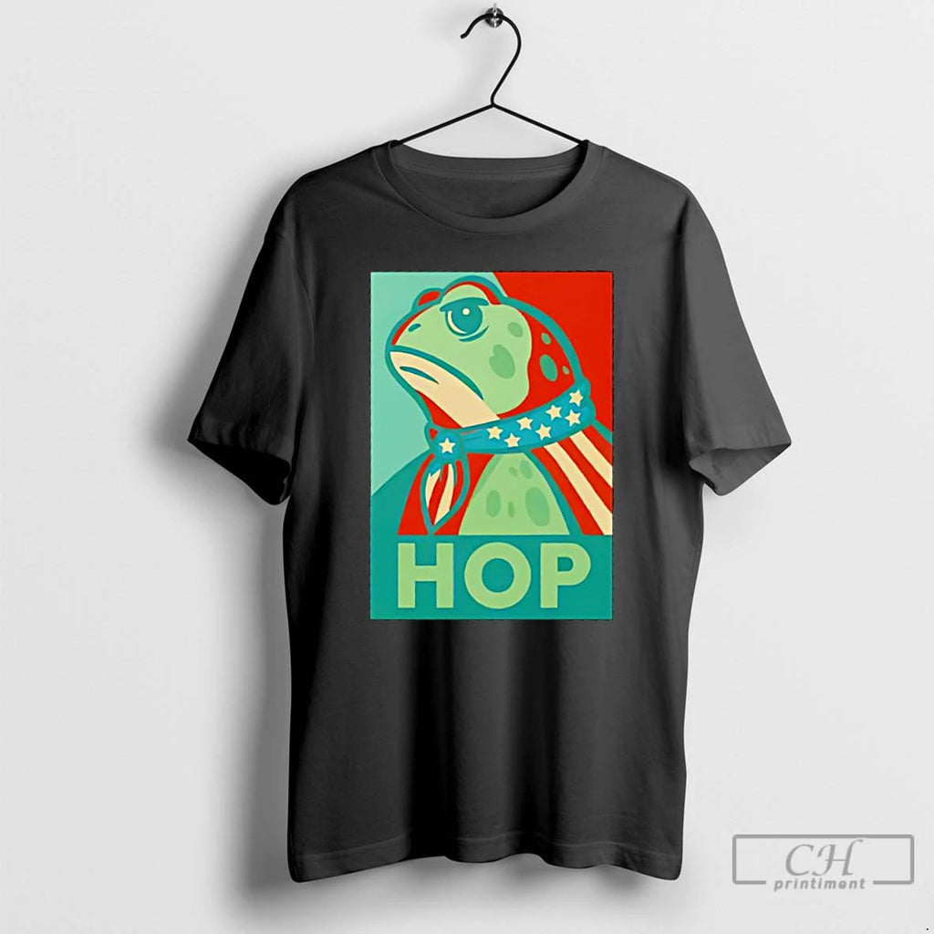 Classic Hop Portland Frog Wearing American Flag T Shirts