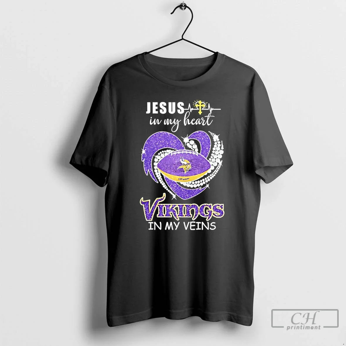 Classic Jesus My Heart Minnesota Vikings My Veins