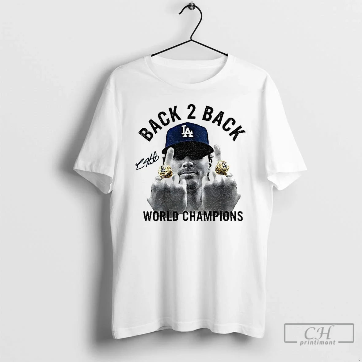 Classic Kike Hernandez Middle Finger Back 2 Back World Champs 2025 Signature
