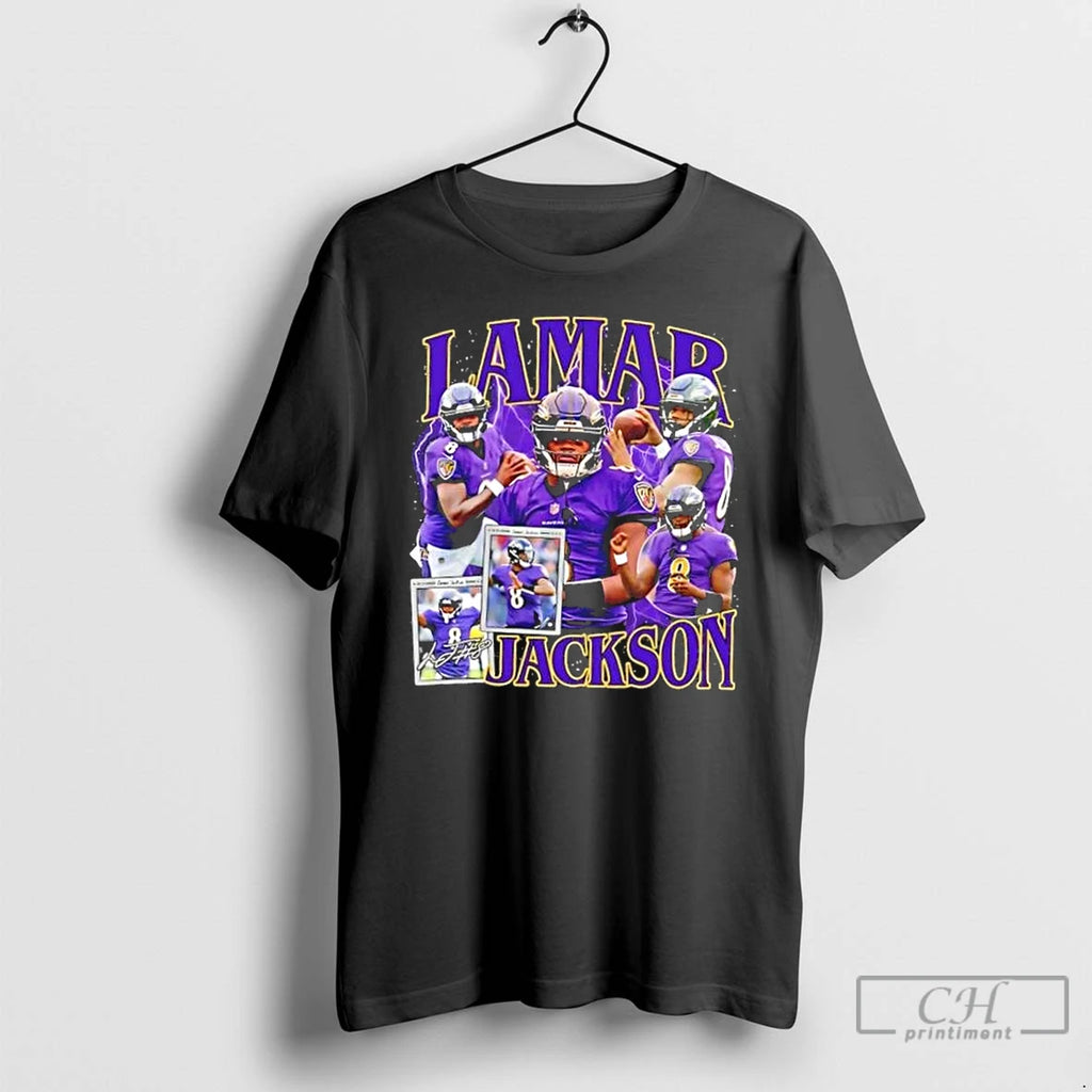 Classic Lamar Jackson Baltimore Ravens Football Graphic Signature T Shirts