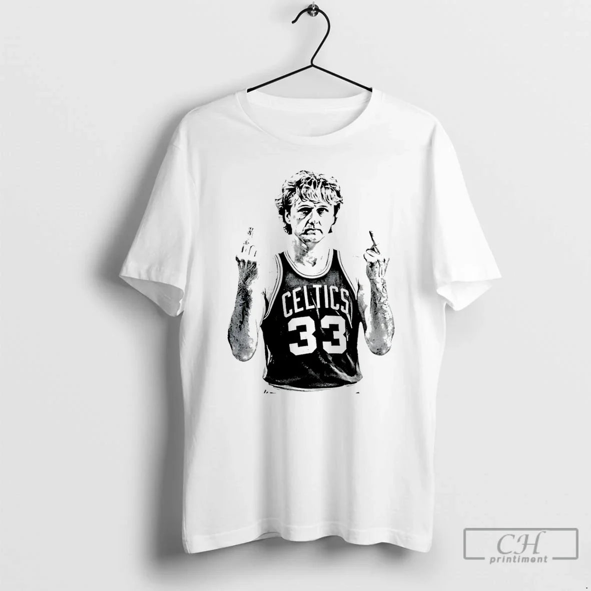 Classic Larry Bird Middle Finger Boston Celtics